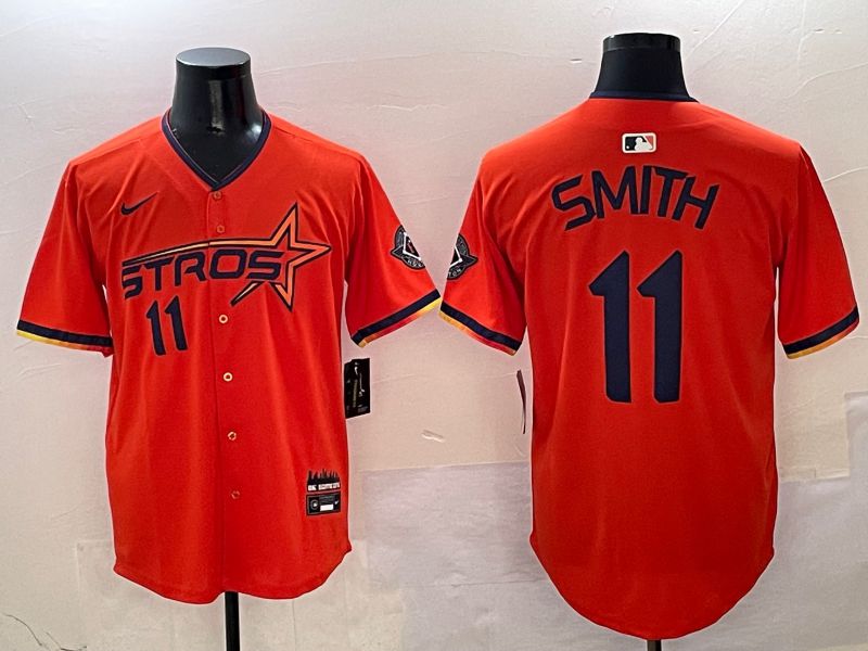 Men Houston Astros #11 Smith Orange three generations Joint Name Nike 2025 MLB Jersey style 1->houston astros->MLB Jersey